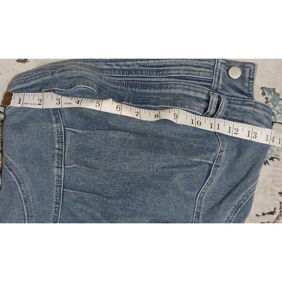 Galita Carefree Strapless Denim Top Faded Blue with Button Accents, Zipper Small - Picture 4 of 10